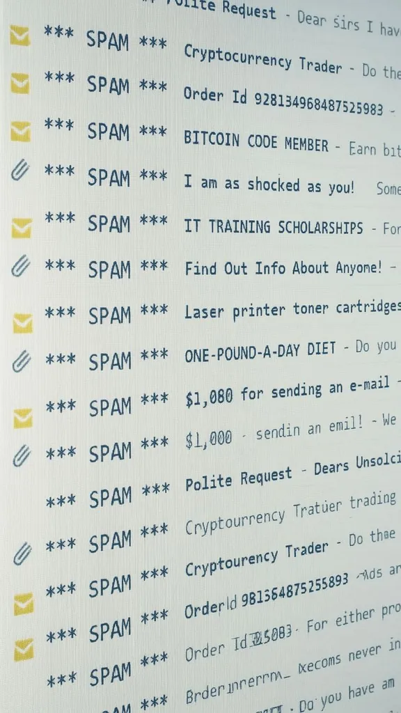 An inbox full of messages flagged as spam